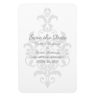 Flexible Gris subtil Damas Enregistrer la date Flexi Magnet