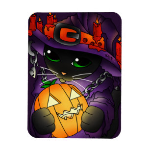 Flexible Halloween Citrouille Black sorcier Magnet de chat