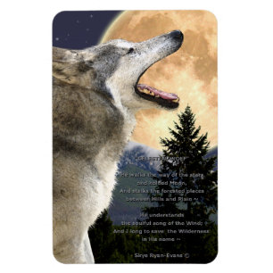 Flexible Howling Grey Wolf & Poem Wildlife Art Magnet