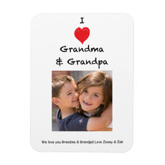 Flexible I Love Grandma and Grand-mère Photo Magnet Keepsak