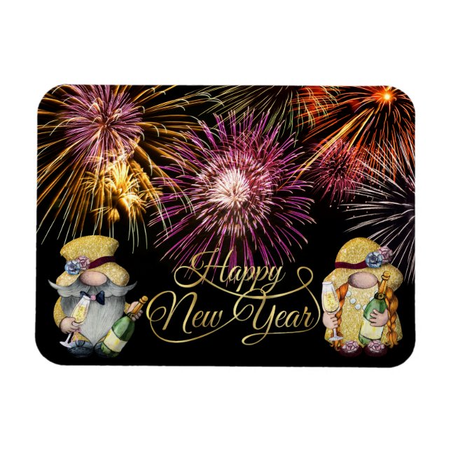 Flexible Joyeux Nouvel An Gnomes Magnet (Horizontal)