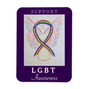 Flexible LGBT Rainbow Awareness Ribbon Angel Magnet