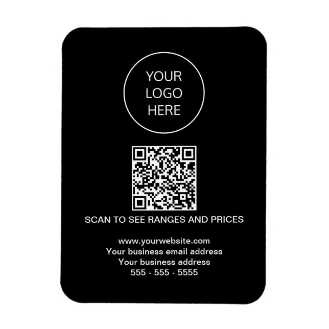 Flexible Logo QR Code Magnet noir moderne (Vertical)