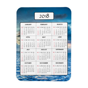 Flexible Magnet calendrier Ocean Sunset 2018