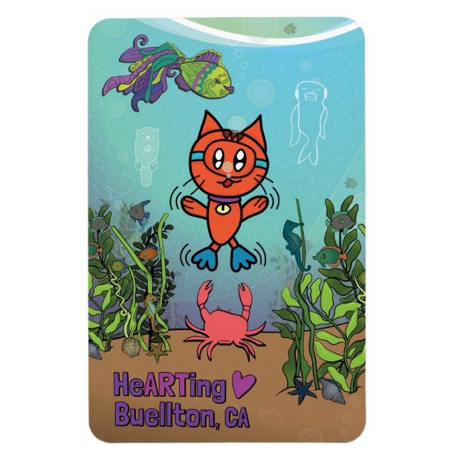 Flexible Magnet - Chat de plongée - Buellton.Art (Vertical)