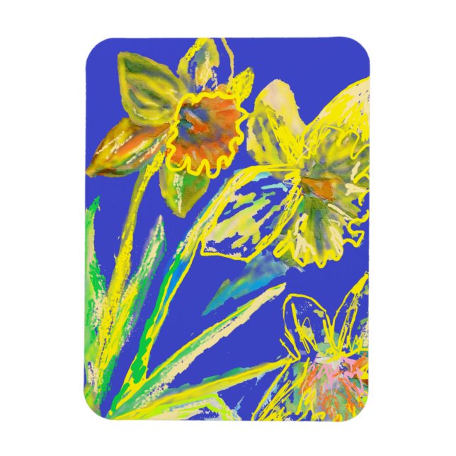 Flexible Magnet d'art floral abstrait jaune jonquille (Vertical)
