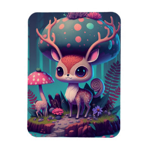 Flexible Magnet d'art Imaginaire de cerfs de champignons mi
