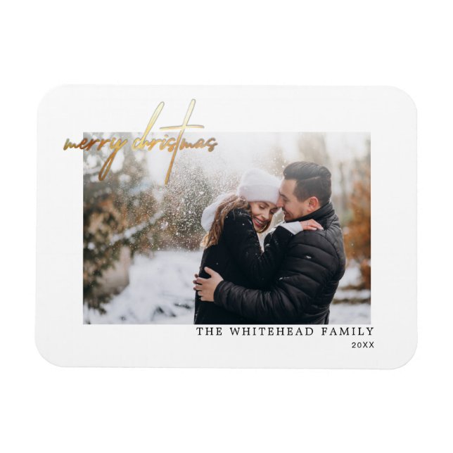 Flexible Magnet de carte blanche simple or Merry Christmas (Horizontal)