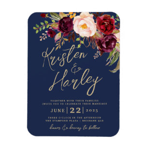 Flexible Magnet de Faire-part de mariage Marine Gold Marsal