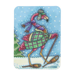 FLEXIBLE MAGNET DE FLAMANT ROSE ROSE DE NEIGE HIVER