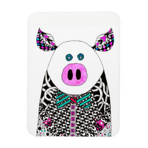 Flexible Magnet de porc mignon et coloré 3" x 4"
