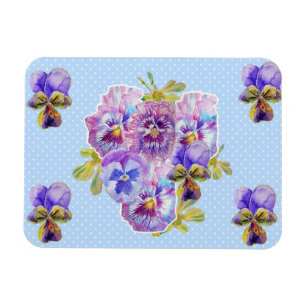 Flexible Magnet Fleur Bleue Tache Rose Pansy Chic Démodé