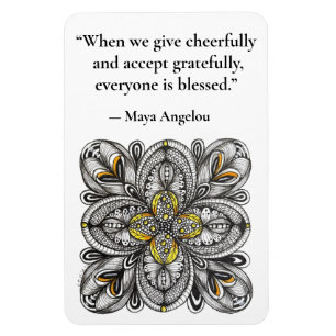 Flexible Magnet Fleur Ouverte Doodle avec Citation de Génér