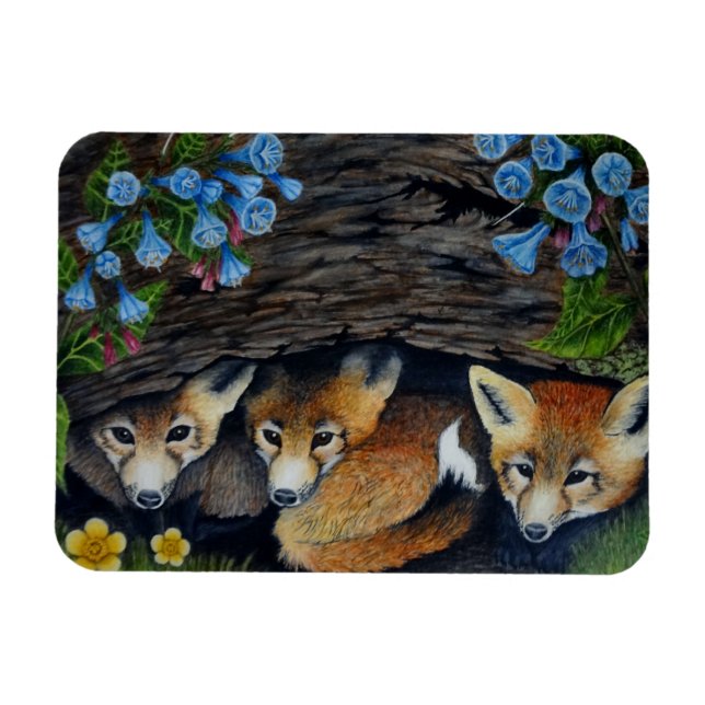 Flexible Magnet Fox Pups (Horizontal)