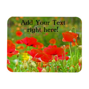 Flexible magnets Add Your Text Red Poppy Flowers