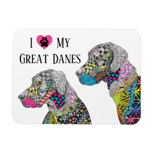 Flexible Magnifique et colorée Great Danes Magnet 3"x4"