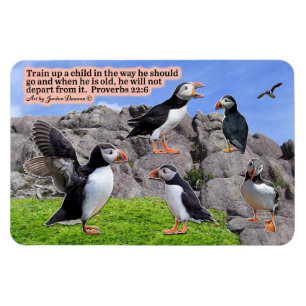Flexible Magnifique Puffin Scripture Magnet Proverbes 22:6