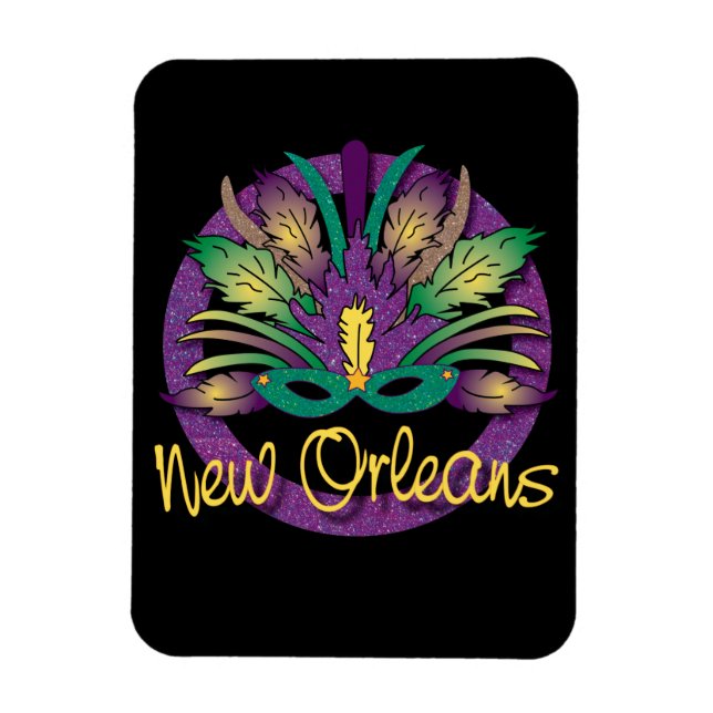 Flexible Mardi Gras Masque Magnet - Nouvelle-Orléans (Vertical)
