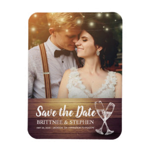 Flexible Mariage Enregistrer La Date Photo Magnet Champagne