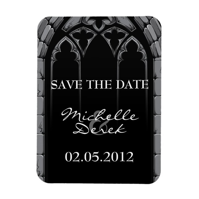 Flexible Mariage gothique Enregistrer la date Magnet (Vertical)