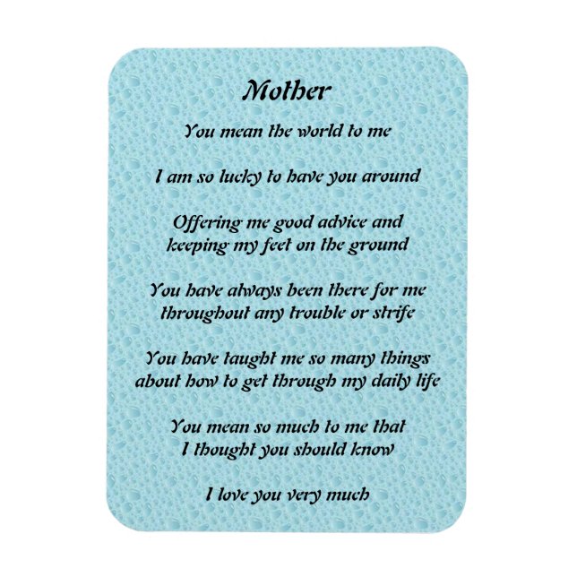 Flexible Mathers Poem Magnet (Vertical)