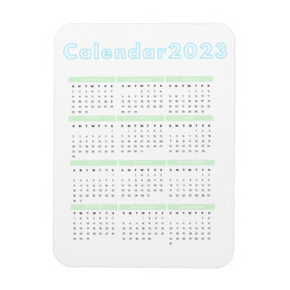 Flexible Minimaliste Pastel Blue Green 2023 Magnet Calendar