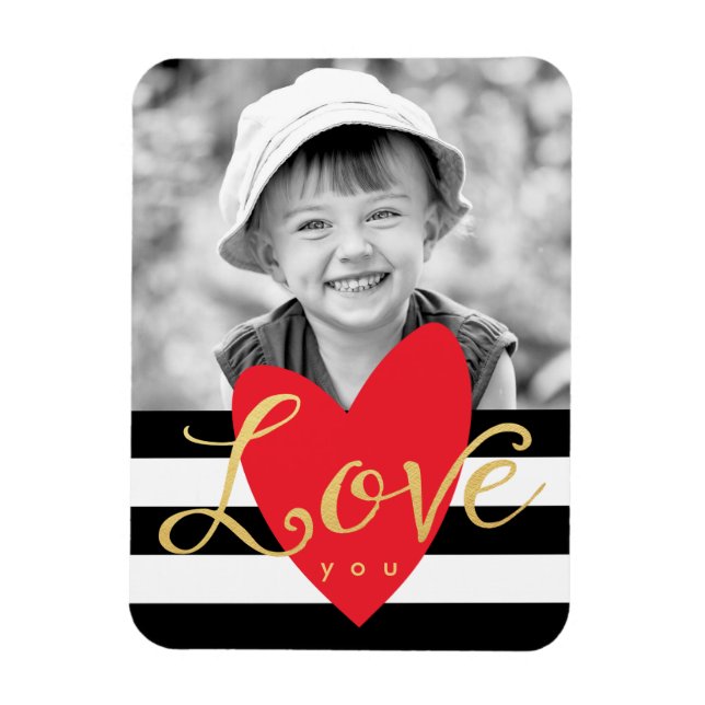 Flexible Modern Love You Photo Refrigerator Magnet (Vertical)