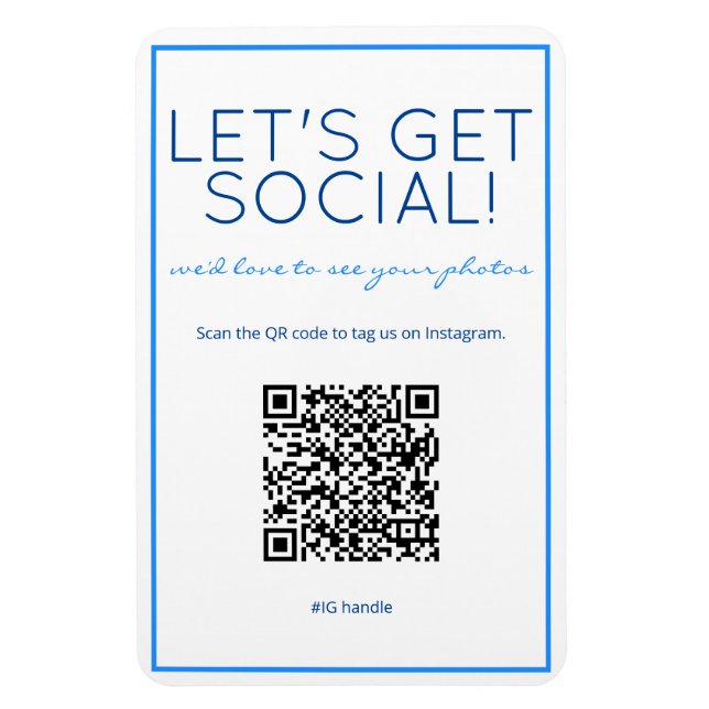 Flexible Nautical Beach Bleu QR Code Social Media Magnet (Vertical)