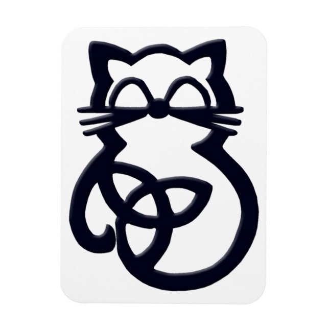 Flexible Noir Trinity Knot Celtic Cat Magnet (Vertical)