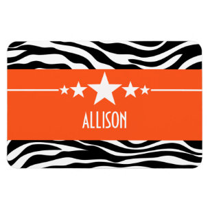 Flexible Orange Sassy Star Zebra Premium Magnet