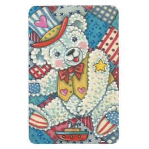 Flexible PATRIOTIQUE TEDDDY BEAR & QUILT MAGNET Large
