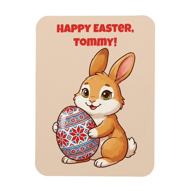 Flexible Personalized Easter Bunny Magnet | Vinyl Glossy (Vertical)