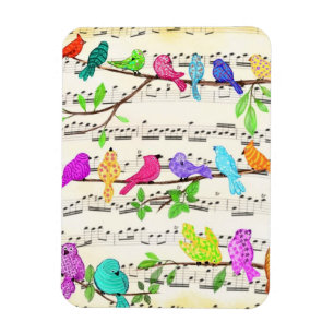 Flexible Printemps Colorful Musical Birds Magnet Cadeau