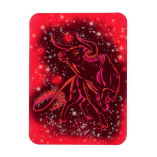 Flexible Red Bull Running Magnet à Starry Night