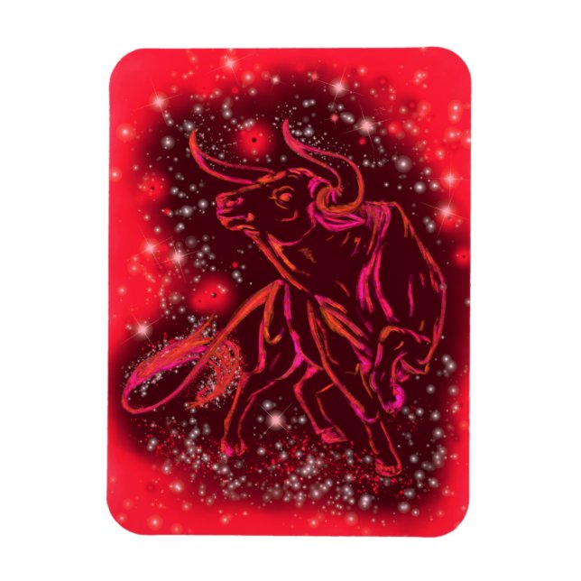 Flexible Red Bull Running Magnet à Starry Night (Vertical)