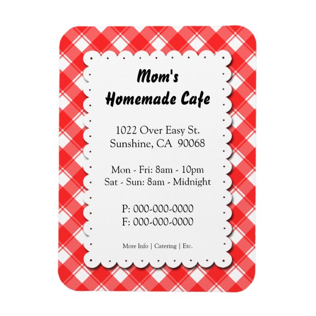 Flexible Red Plaid Restaurant Magnet d'affaires (Vertical)