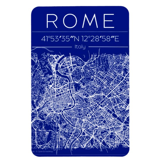 Flexible Rome Blueprint City Map Magnet (Vertical)
