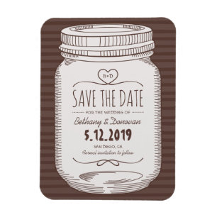 Flexible Rustique Enregistrer la date Magnet Pays Mason Jar