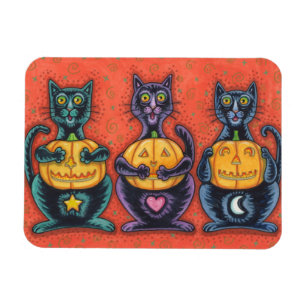 Flexible SEE NO EVIL BLACK CATS HALLOWEEN MAGNET Rectangle