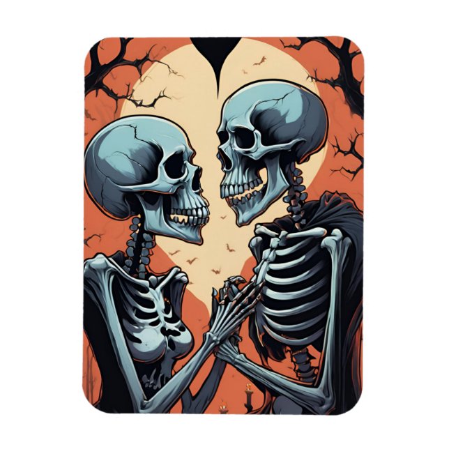 Flexible Skeleton Couple Photo Magnet - Gothique Romance Ha (Vertical)