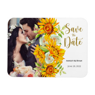 Flexible Sunflower Photo Wedding Save the Date Magnet