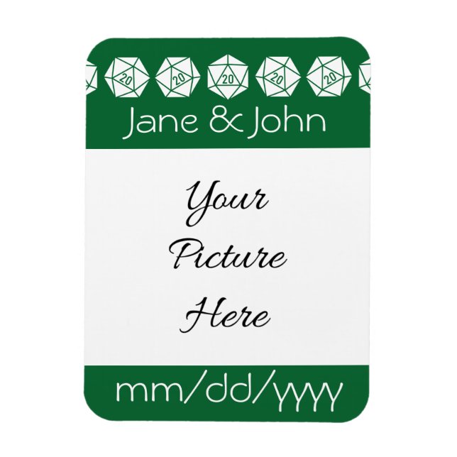 Flexible Tabletop Chic en Vert Magnet de rappel de date (Vertical)