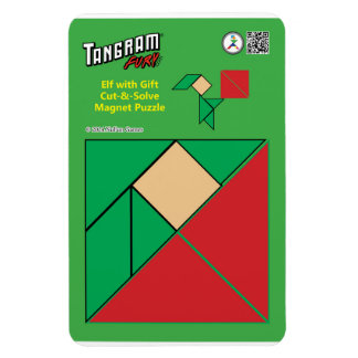 Flexible Tangram Christmas Elf Magnet - Elfe avec présent