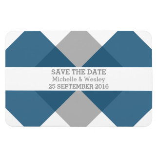 Flexible Triade géométrique Enregistrer la date Magnet Blue