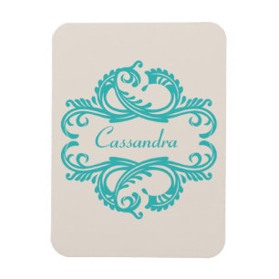Flexible Turquoise Chic Damask Premium Magnet