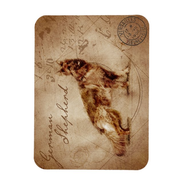 Flexible Vintage german shepherd magnet (Vertical)