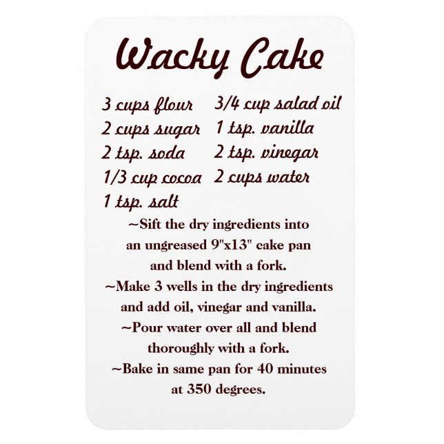 Flexible Wacky Cake Recette Fridge Magnet Draft5 (Vertical)