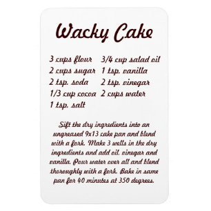 Flexible Wacky Cake Recipe Fridge Magnet