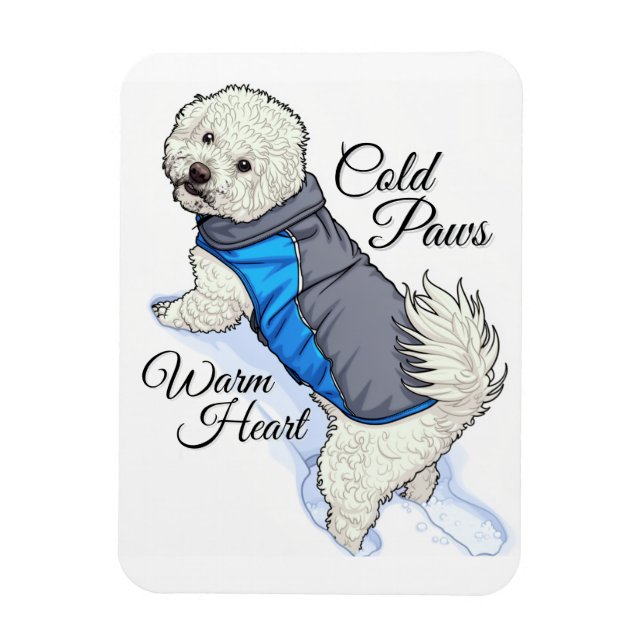 Flexible Warm Heart Snow Bichon Photo Magnet (Vertical)