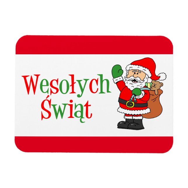 Flexible Wesolych Swiat Magnet de Noël polonais (Horizontal)